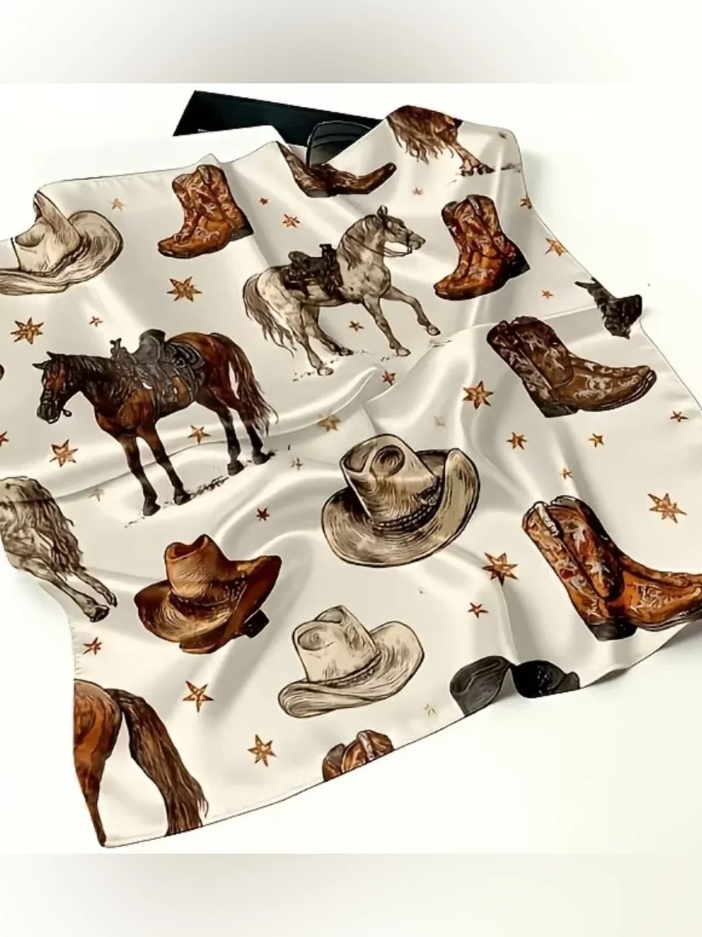 Cowboy Hat & Boots Print Scarf - Hats, Boots & Horses